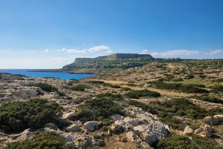Cape Greco coastline in Cyprus on a day trip from Larnaca by car